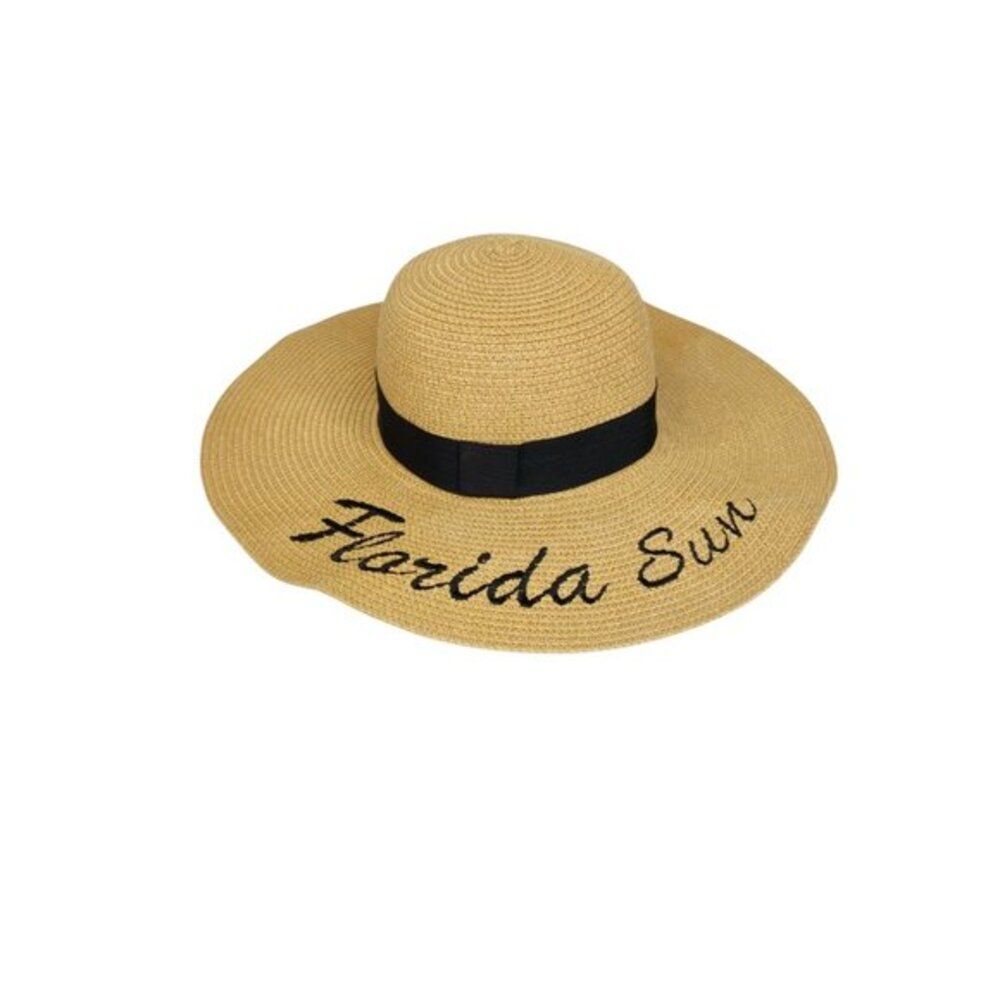 Florida Sun Hat Embroidered Tan and Black - Picture 15 of 15